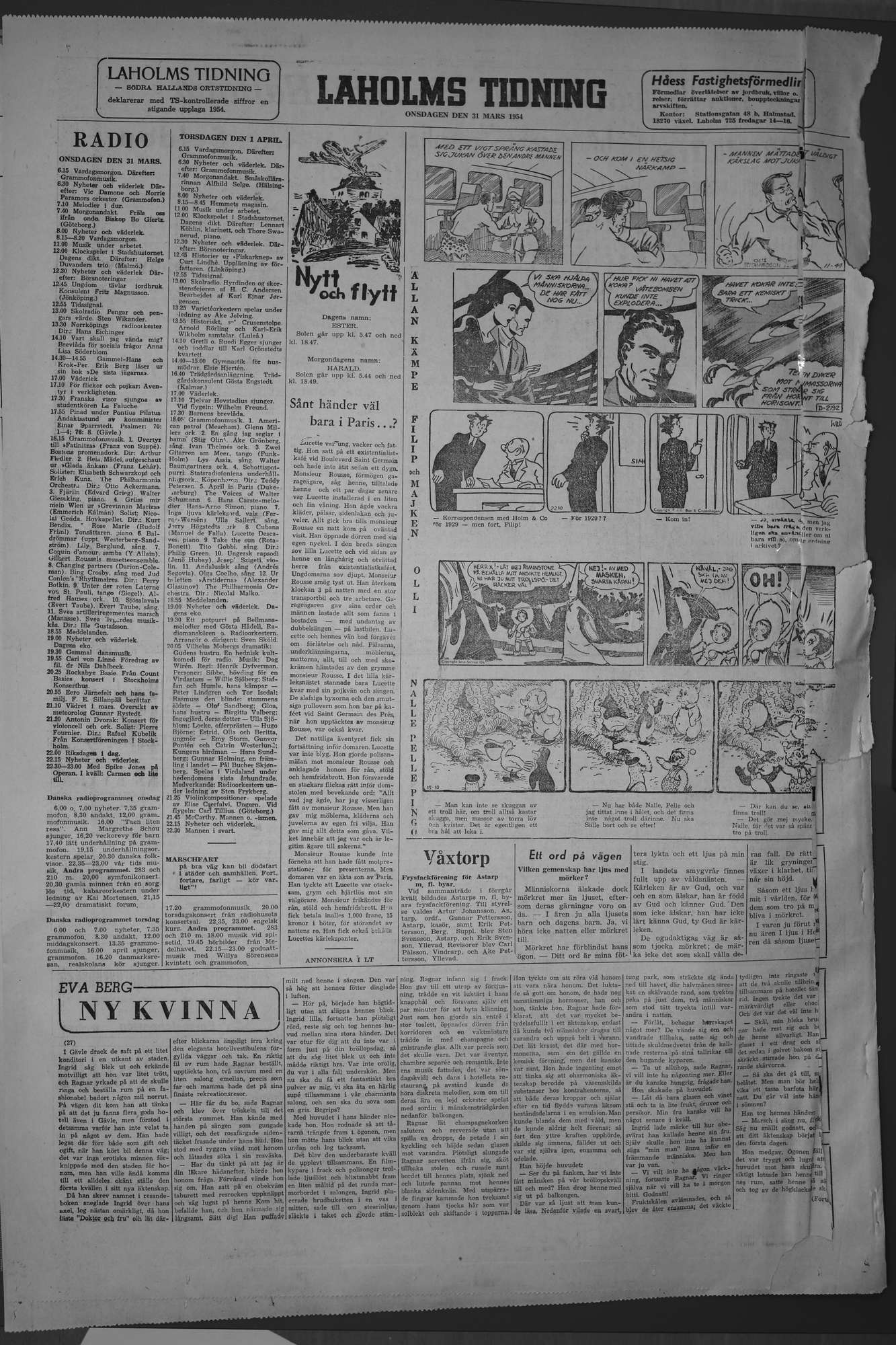 Laholms Tidning Onsdag 31 mars 1954, sida 8