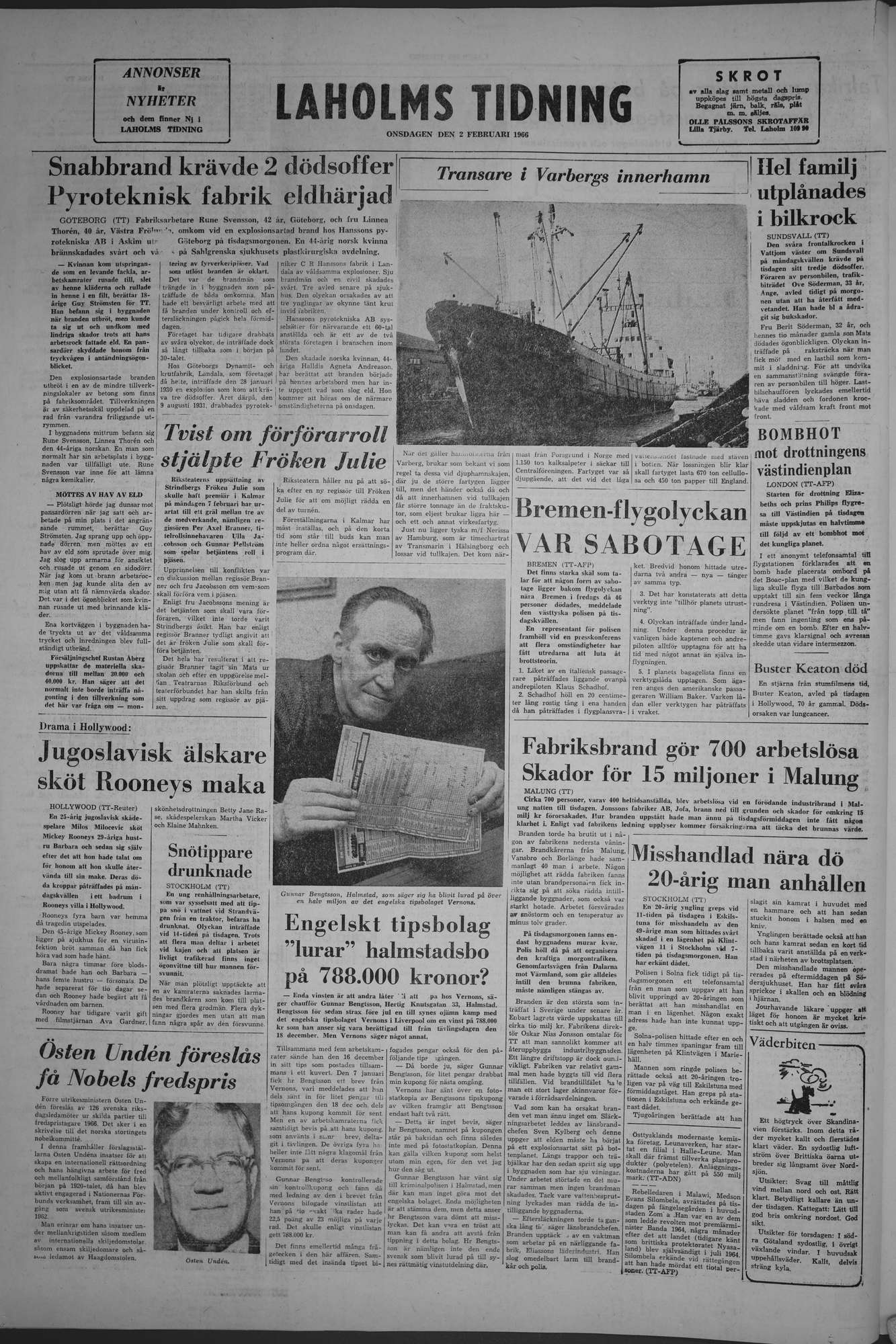 Laholms Tidning Onsdag 2 februari 1966, sida 8