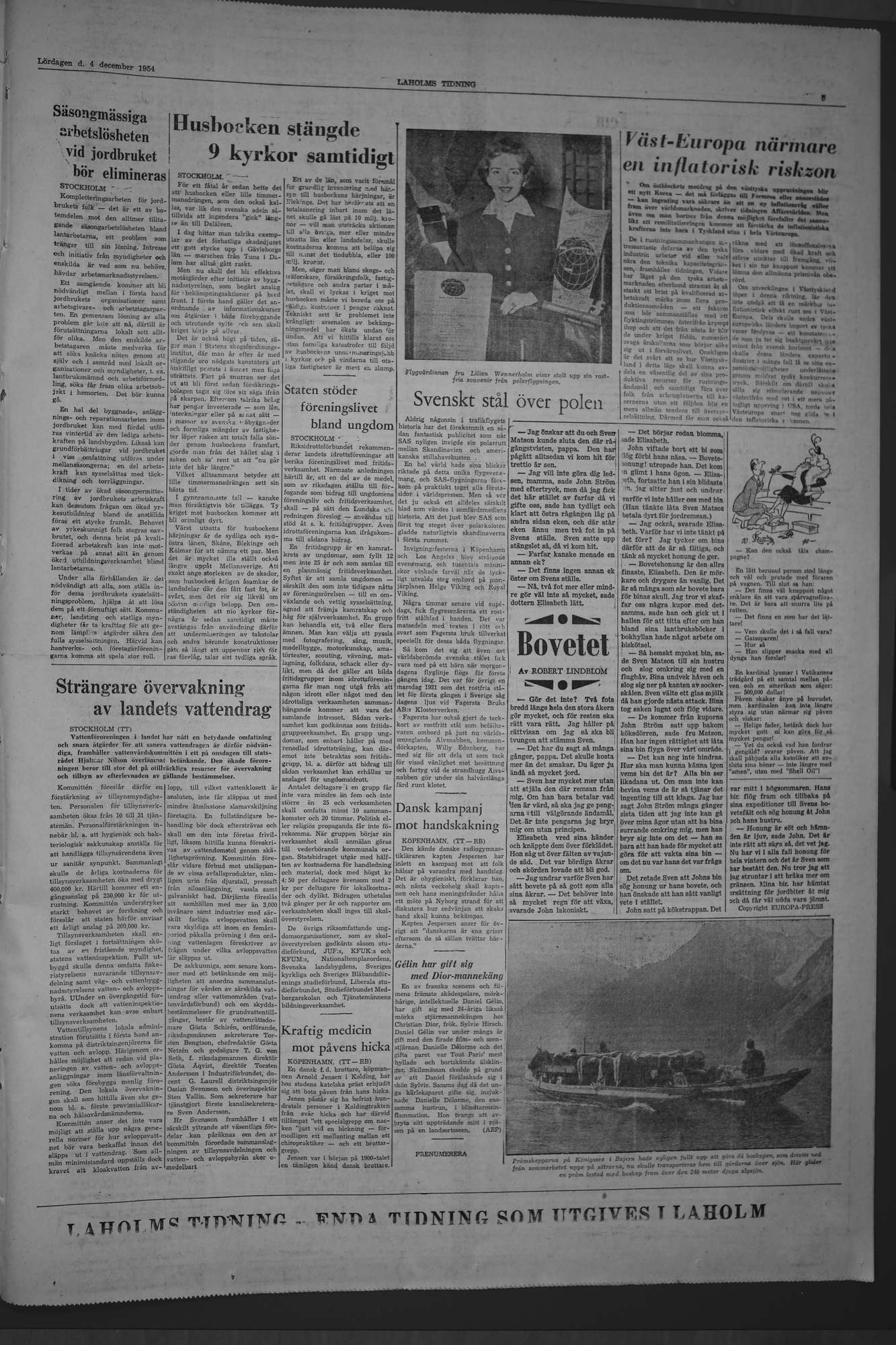 Laholms Tidning Lördag 4 december 1954, sida 5