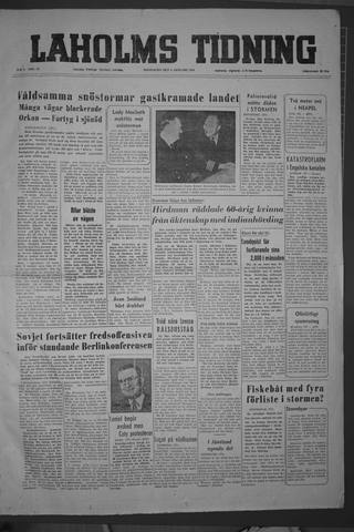 Förstasidan, Måndag 4 januari 1954
