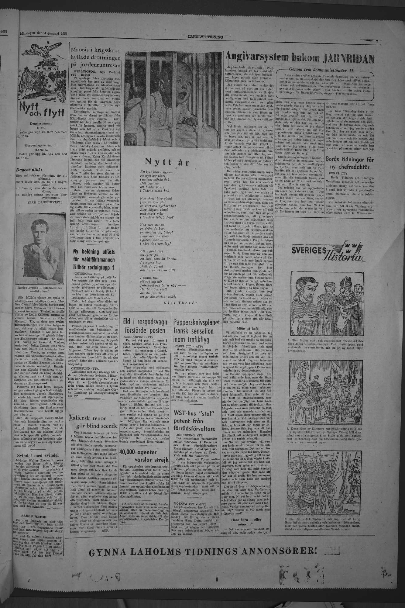 Laholms Tidning Måndag 4 januari 1954, sida 7