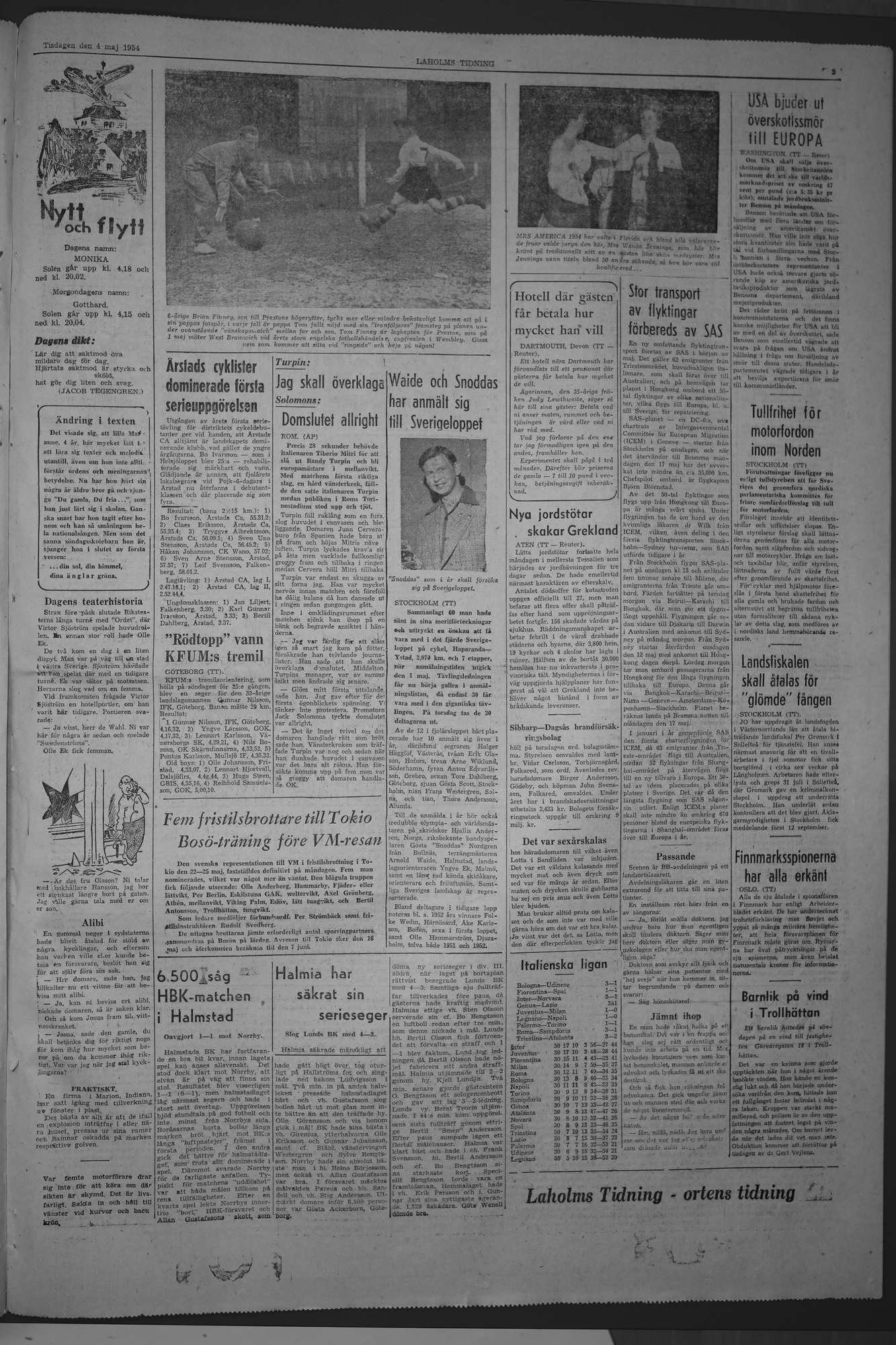 Laholms Tidning Tisdag 4 maj 1954, sida 5