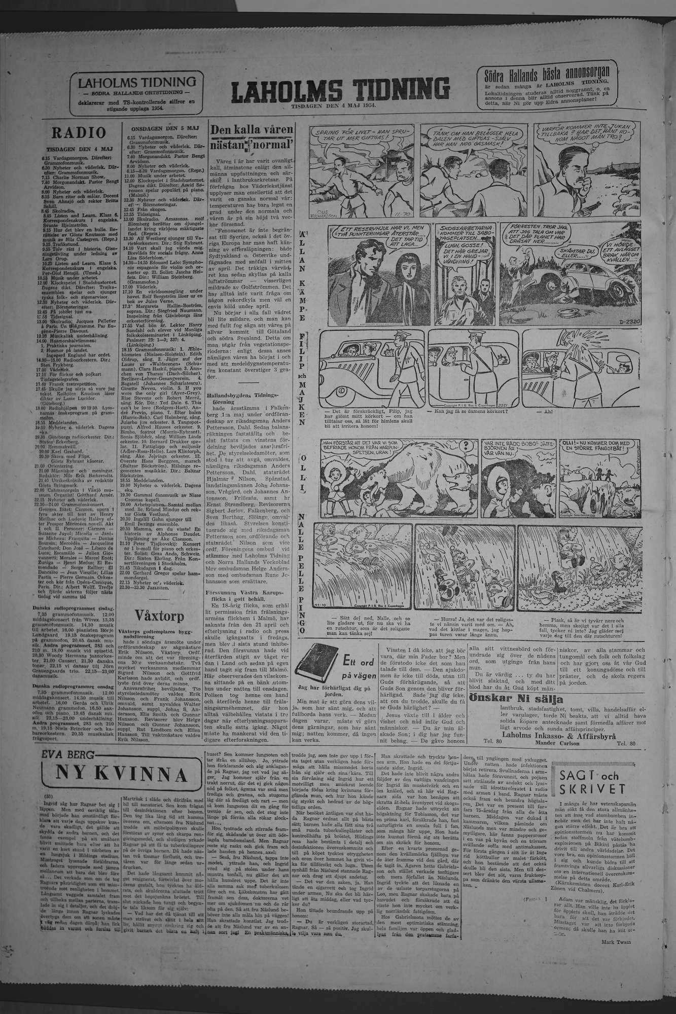 Laholms Tidning Tisdag 4 maj 1954, sida 6