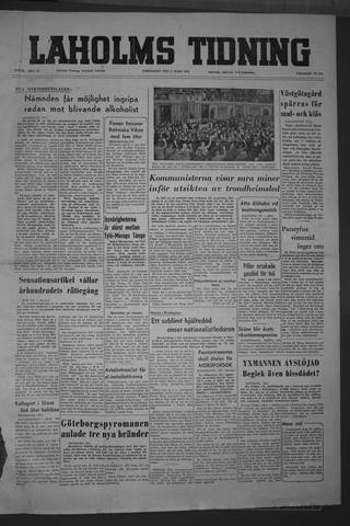 Förstasidan, Torsdag 4 mars 1954