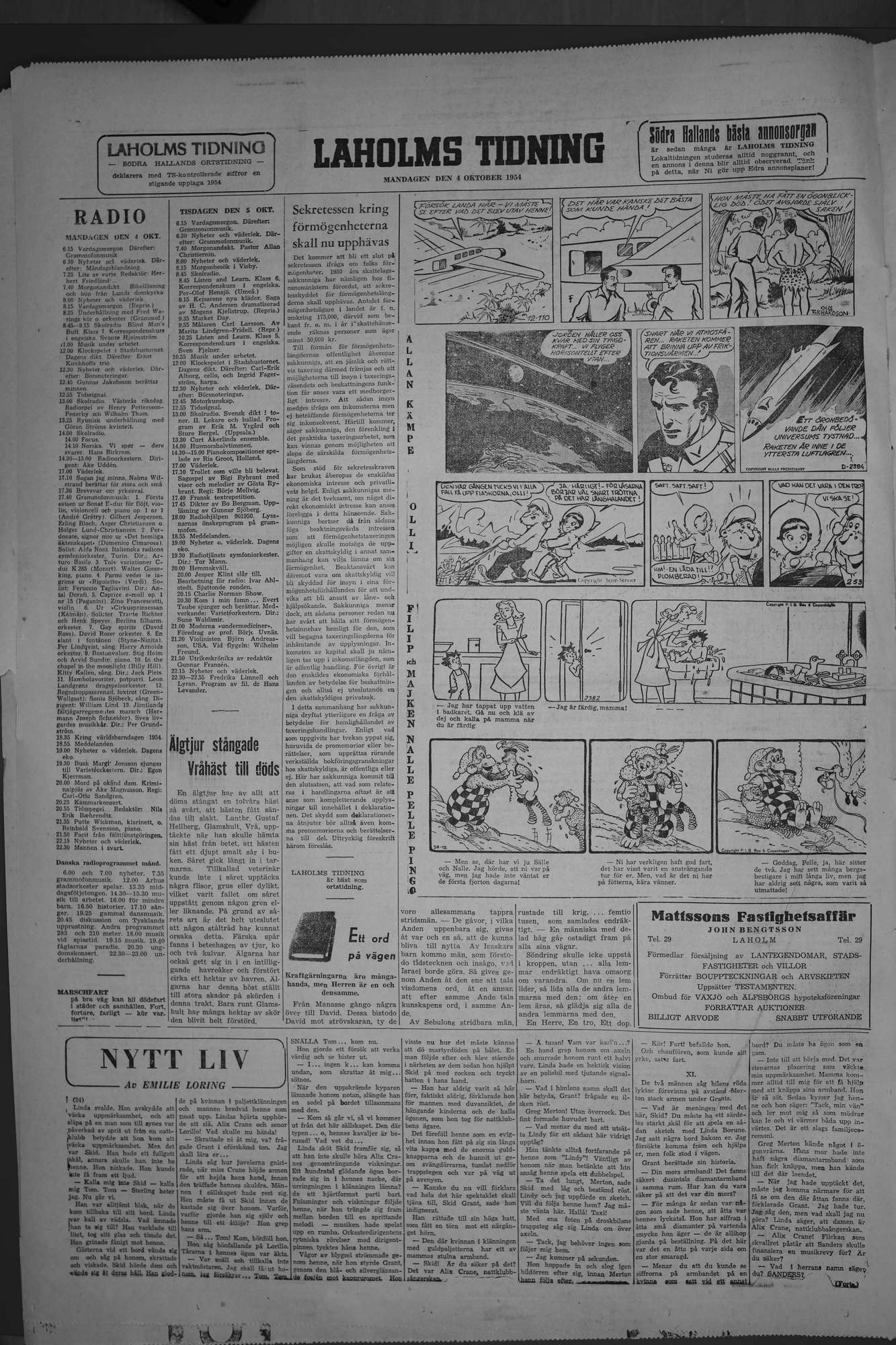Laholms Tidning Måndag 4 oktober 1954, sida 7