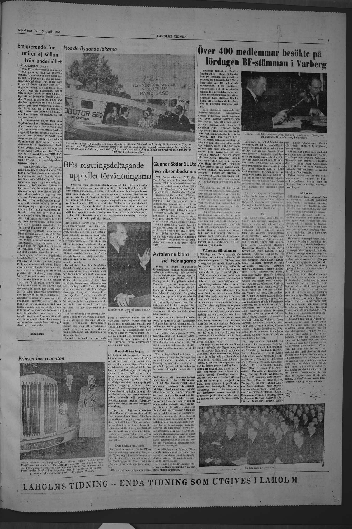 Laholms Tidning Måndag 5 april 1954, sida 5