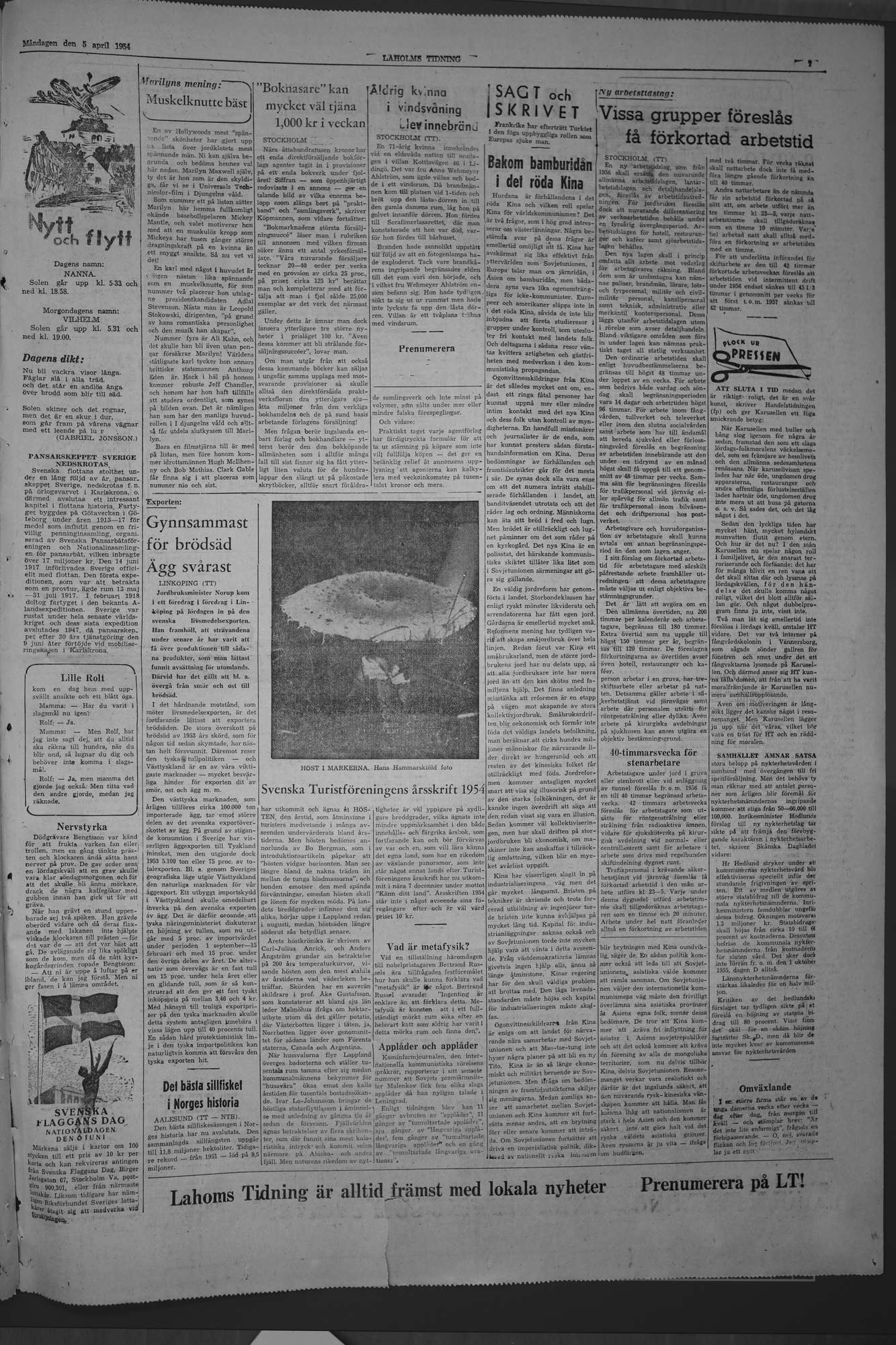 Laholms Tidning Måndag 5 april 1954, sida 7