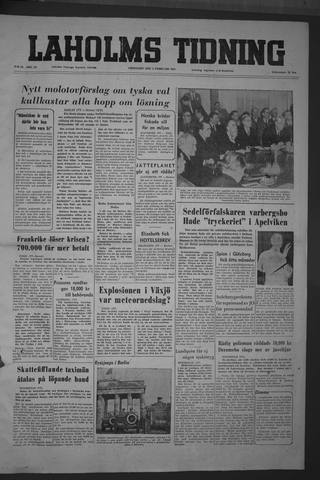 Förstasidan, Fredag 5 februari 1954