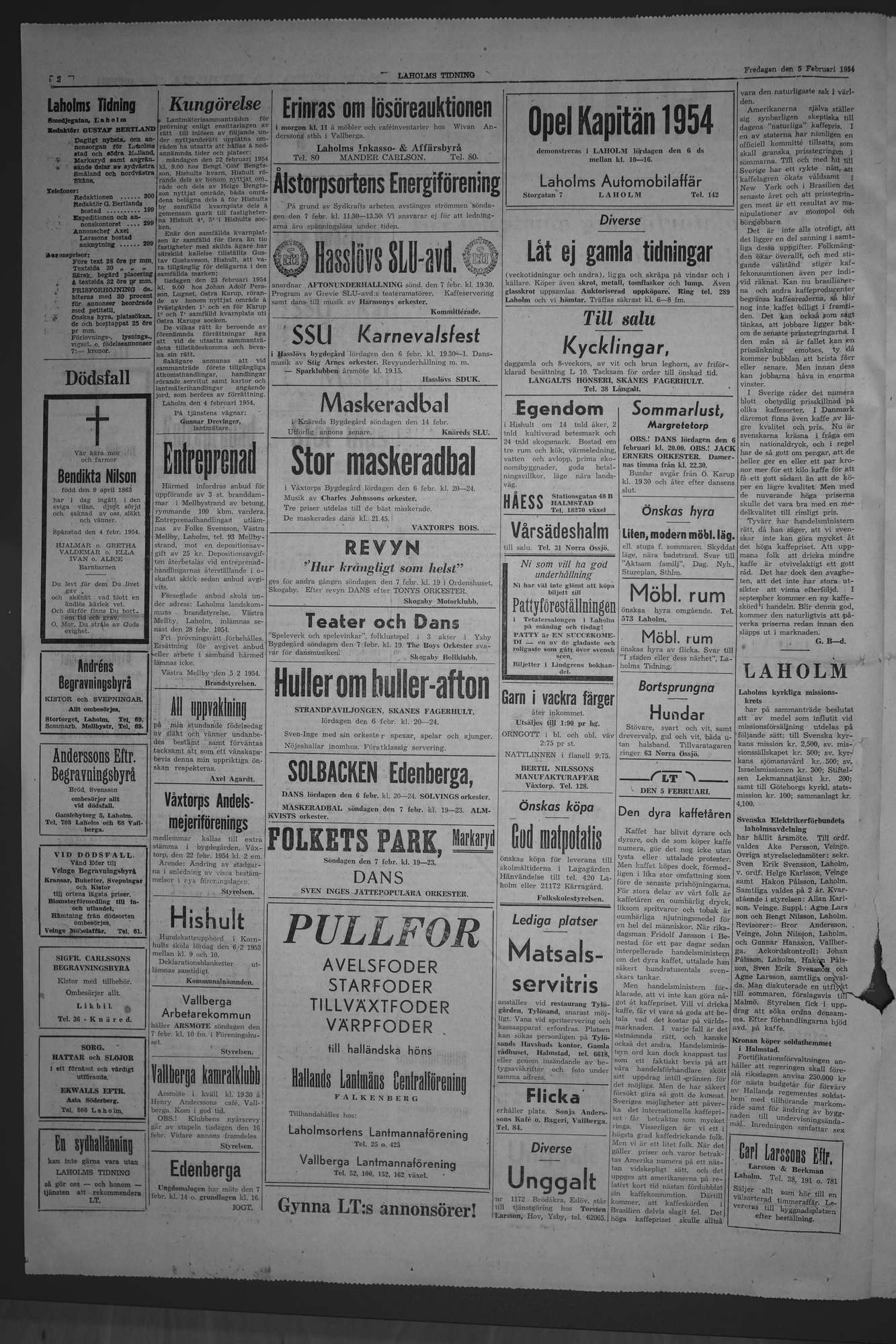 Laholms Tidning Fredag 5 februari 1954, sida 2