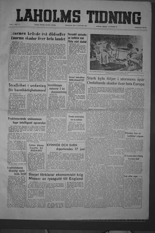 Förstasidan, Tisdag 5 januari 1954