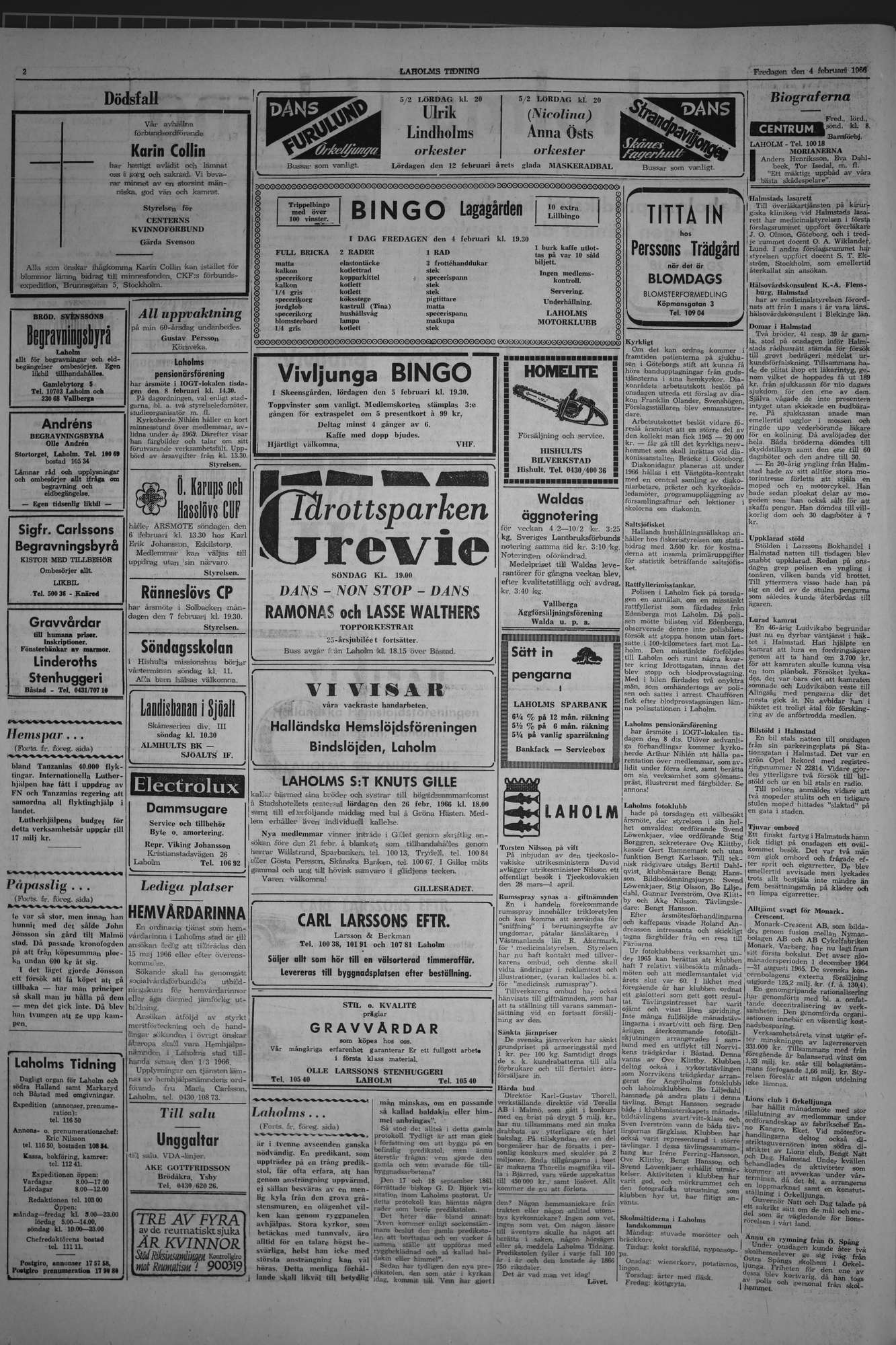 Laholms Tidning Fredag 4 februari 1966, sida 2
