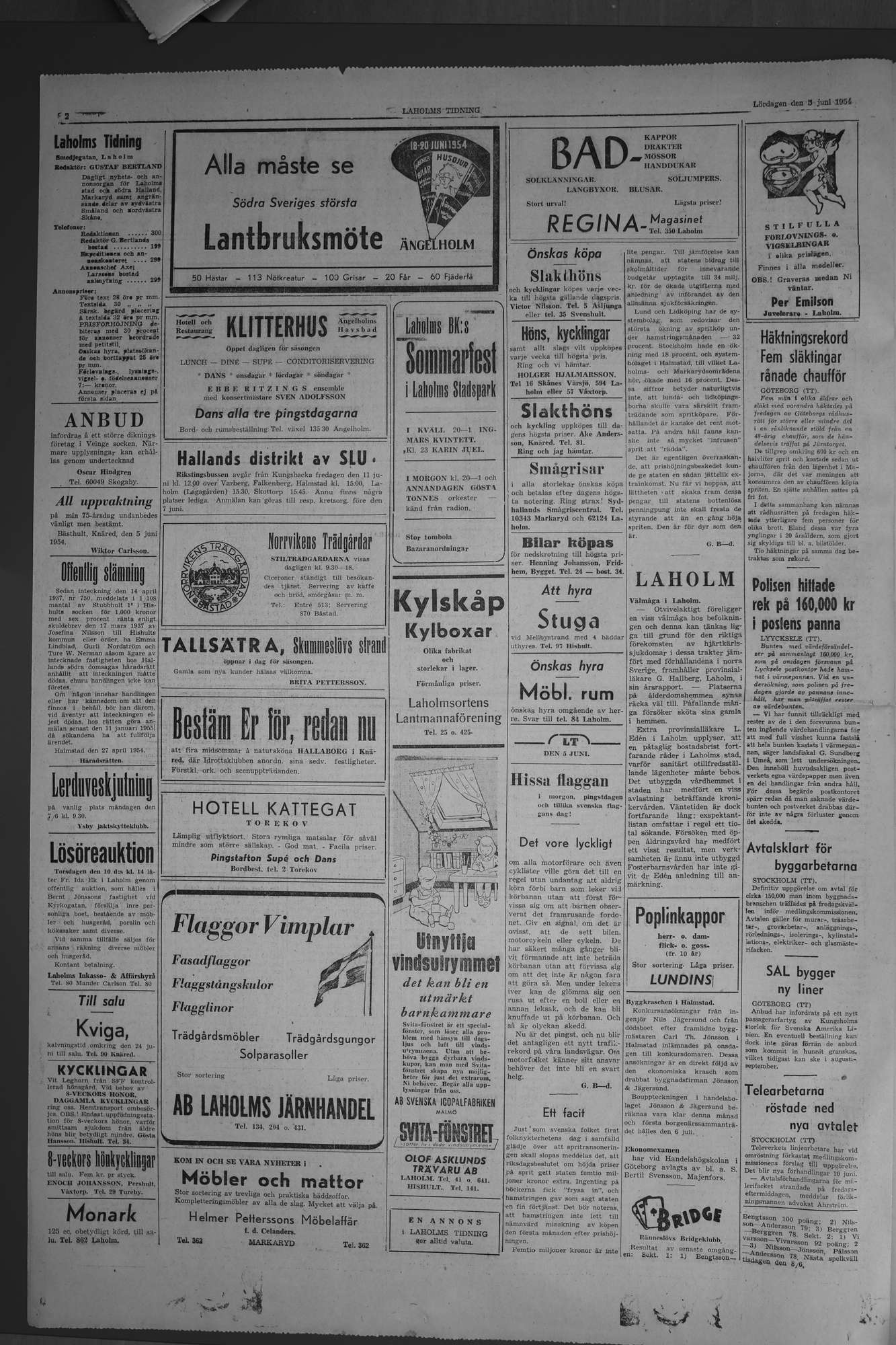 Laholms Tidning Lördag 5 juni 1954, sida 2