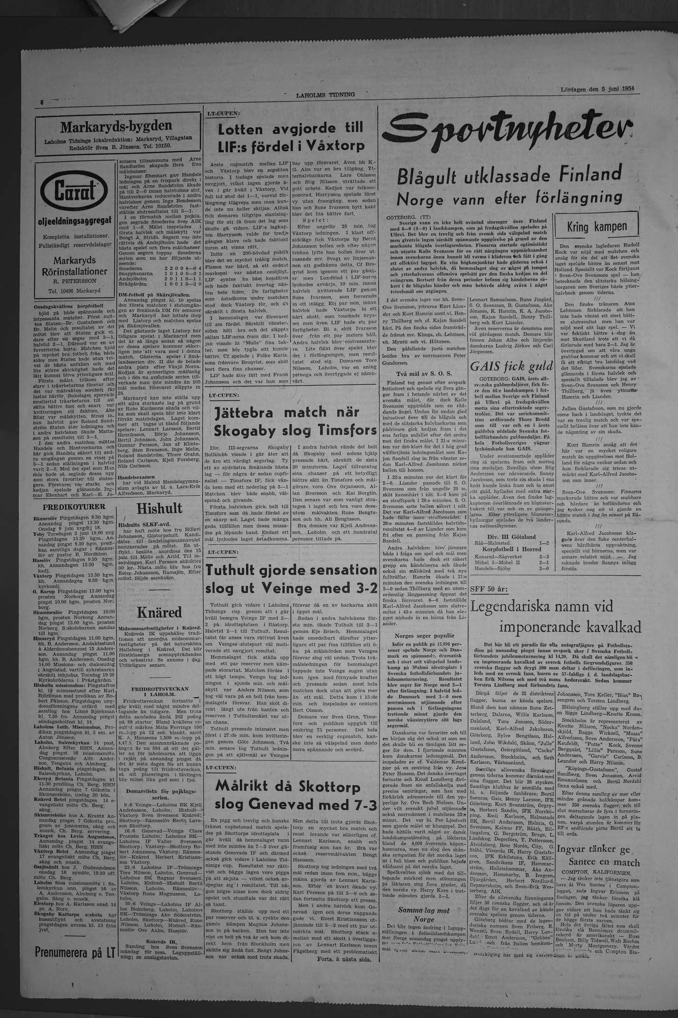 Laholms Tidning Lördag 5 juni 1954, sida 4