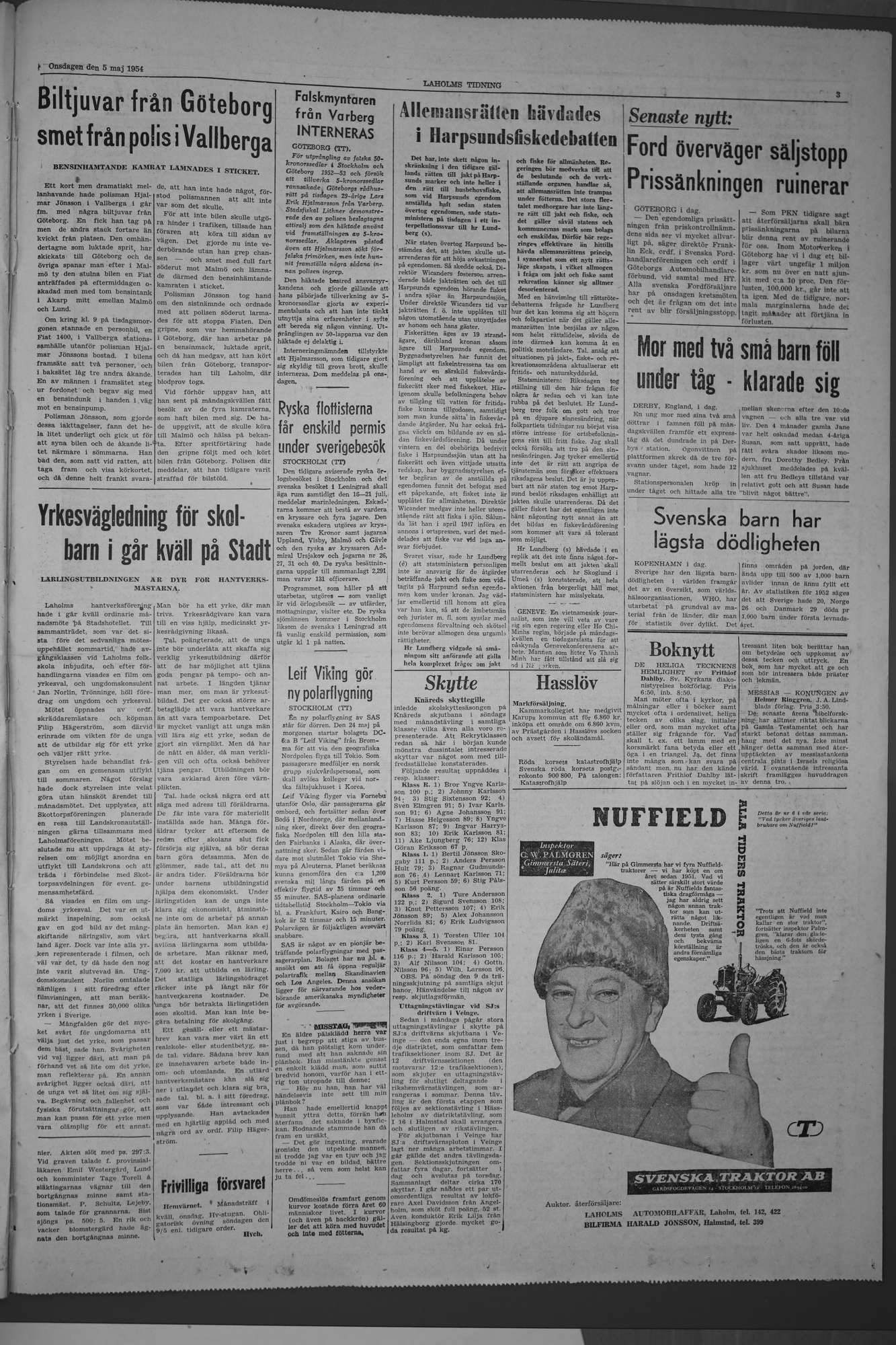 Laholms Tidning Onsdag 5 maj 1954, sida 3