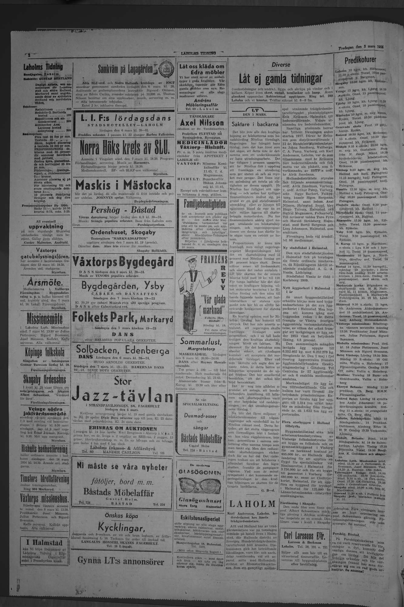 Laholms Tidning Fredag 5 mars 1954, sida 2