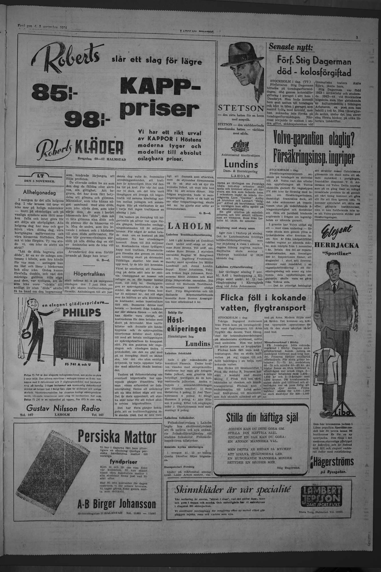 Laholms Tidning Fredag 5 november 1954, sida 3