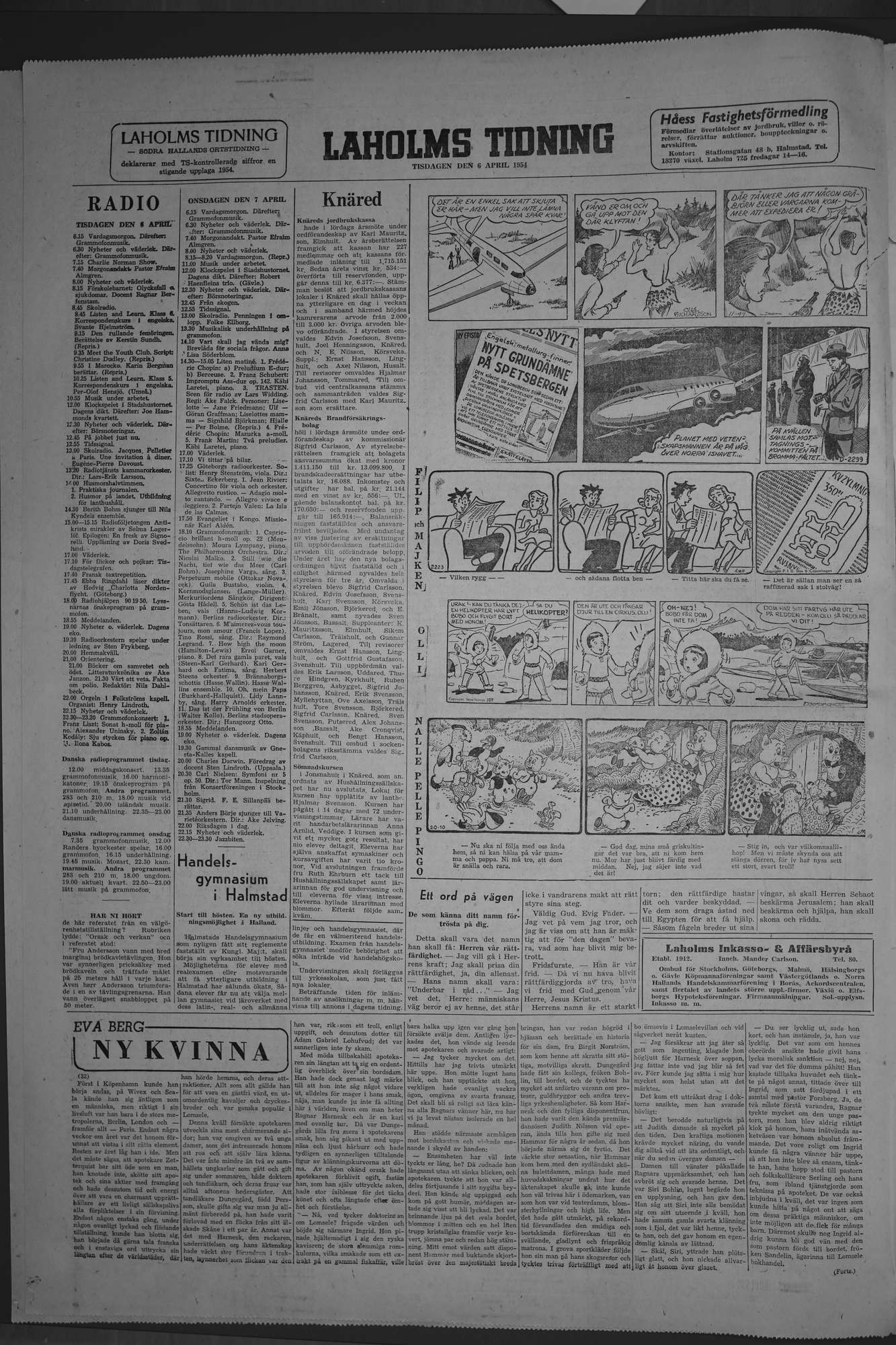 Laholms Tidning Tisdag 6 april 1954, sida 6