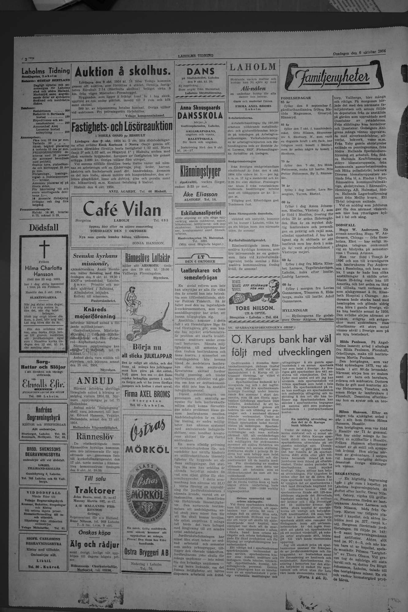 Laholms Tidning Onsdag 6 oktober 1954, sida 2