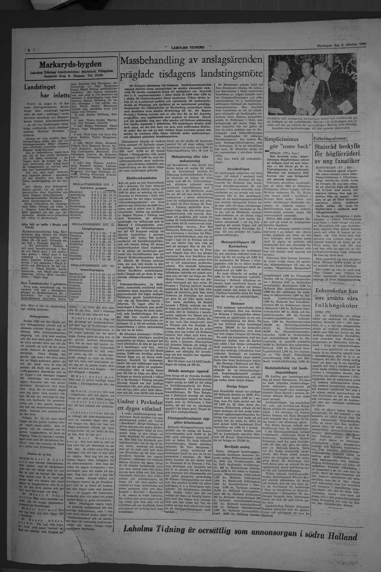 Laholms Tidning Onsdag 6 oktober 1954, sida 4