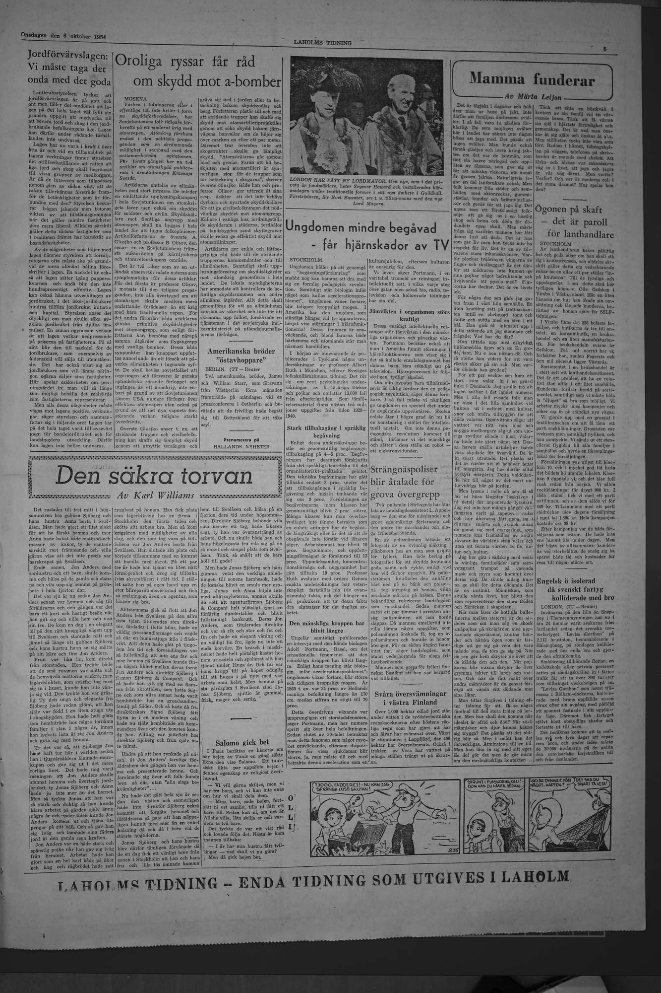 Laholms Tidning Onsdag 6 oktober 1954, sida 5
