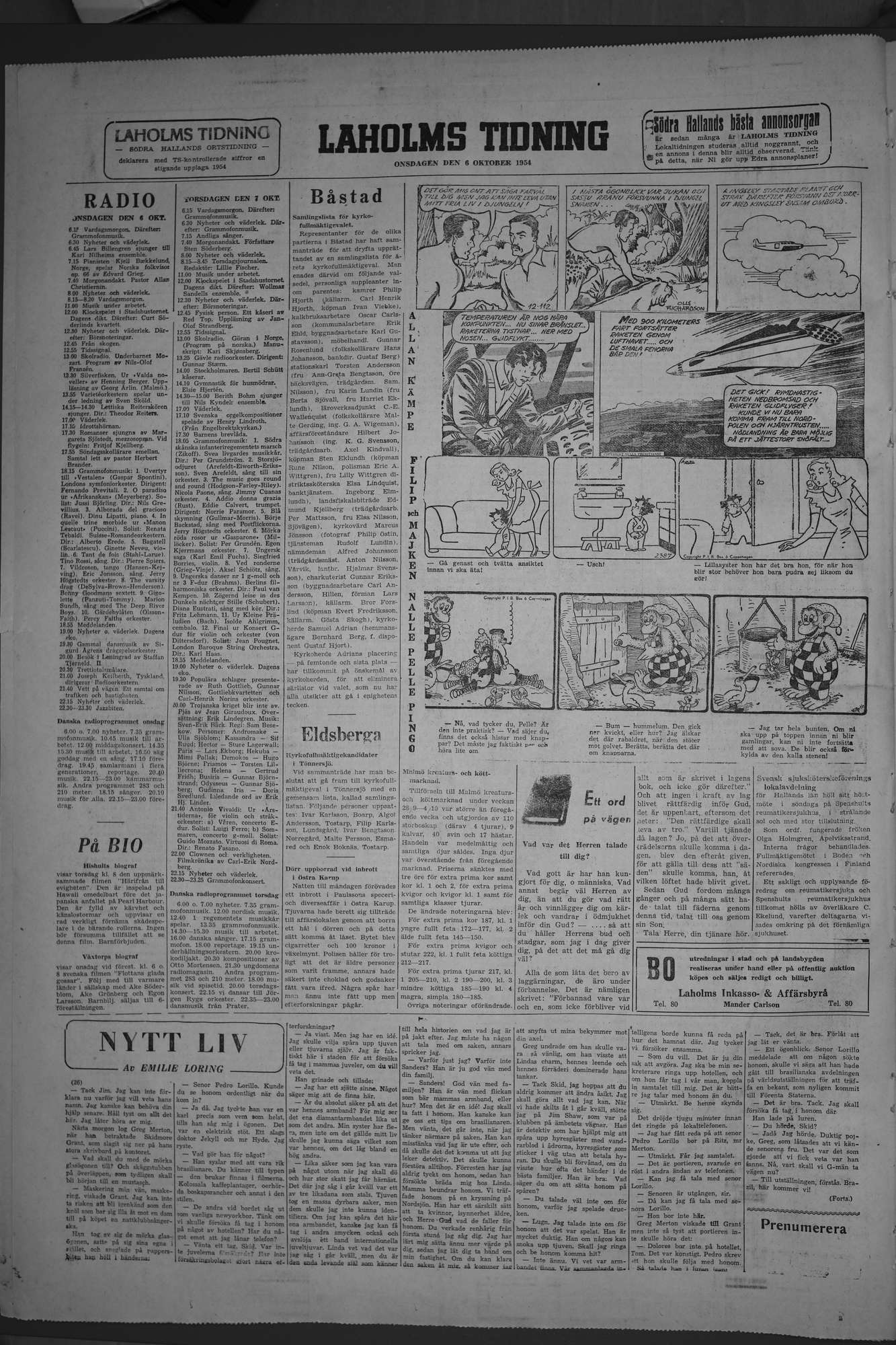 Laholms Tidning Onsdag 6 oktober 1954, sida 8