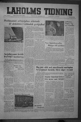 Förstasidan, Måndag 6 september 1954
