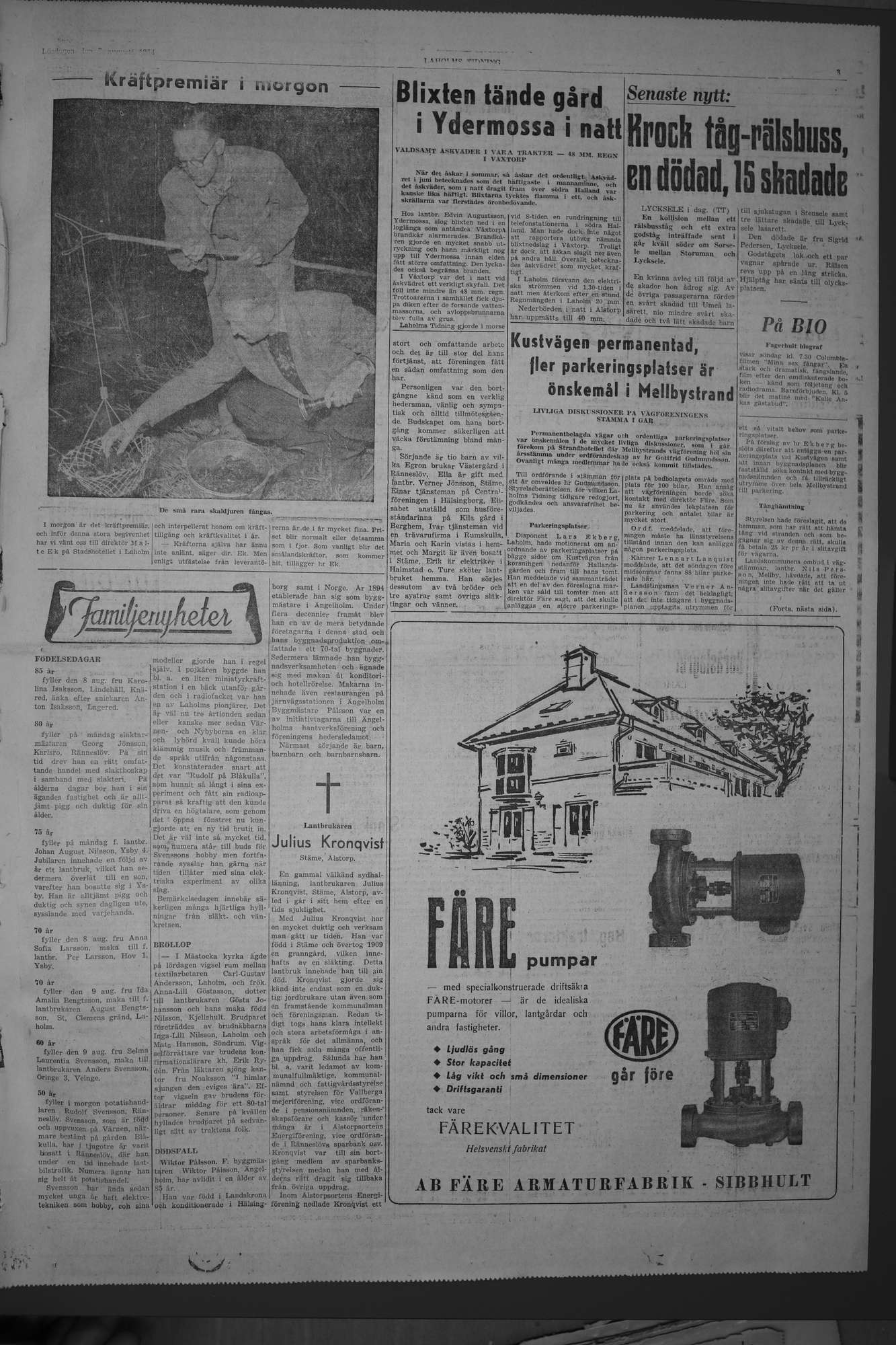 Laholms Tidning Lördag 7 augusti 1954, sida 3