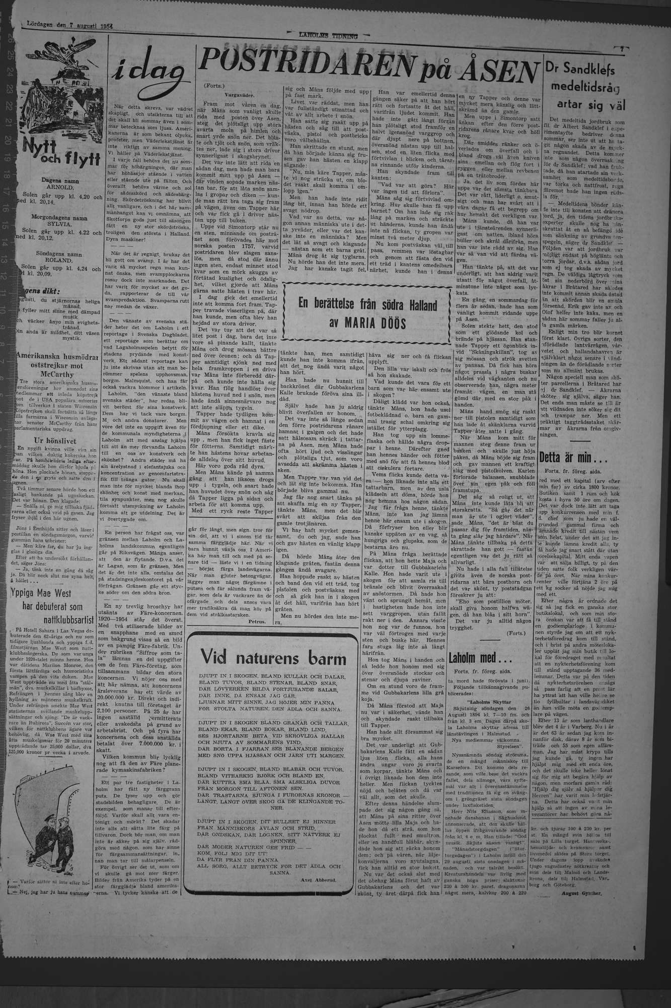 Laholms Tidning Lördag 7 augusti 1954, sida 7