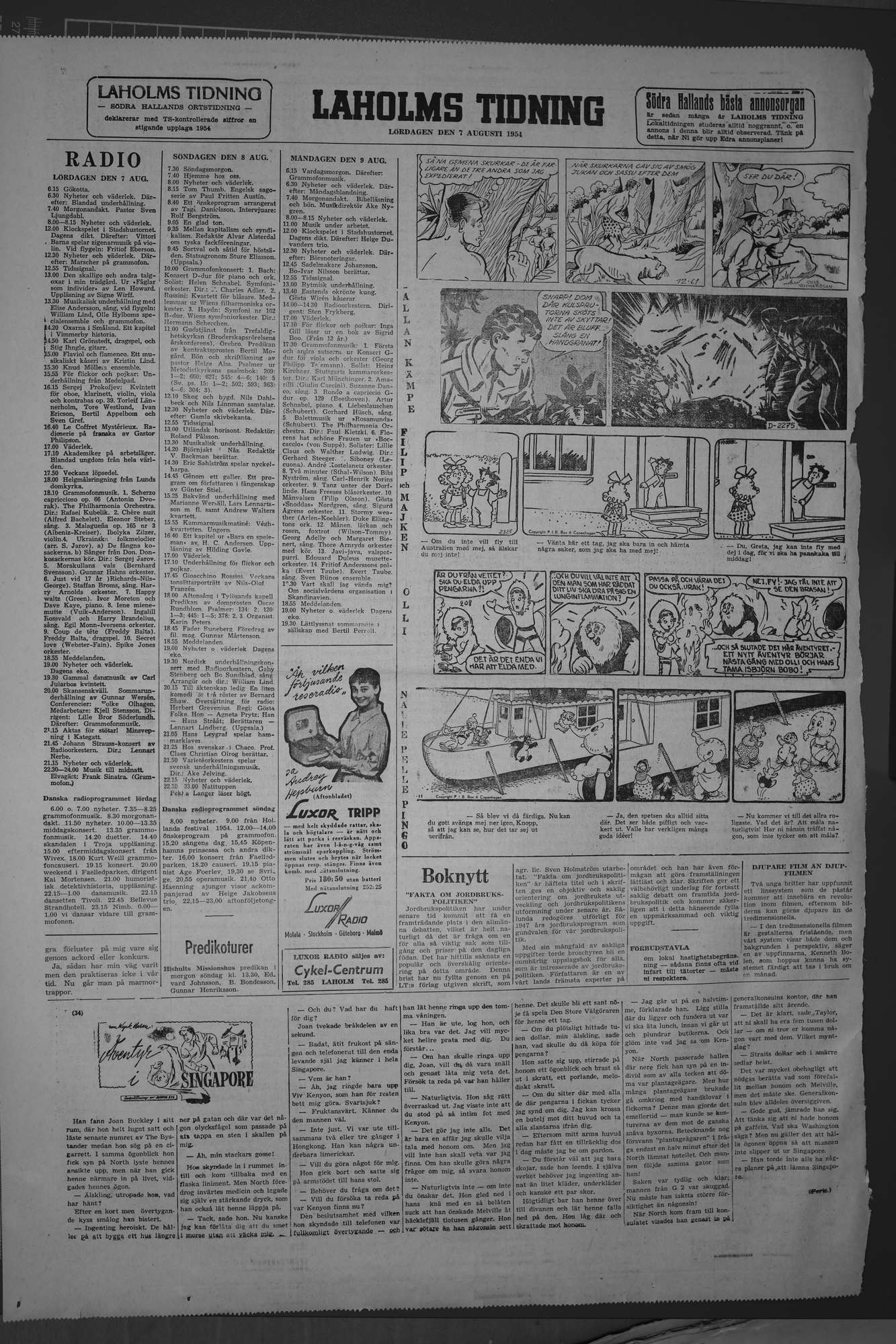 Laholms Tidning Lördag 7 augusti 1954, sida 8