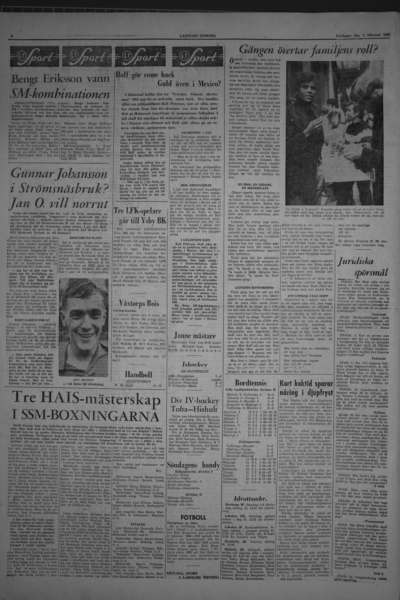 Laholms Tidning Lördag 5 februari 1966, sida 6