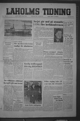 Förstasidan, Torsdag 7 januari 1954