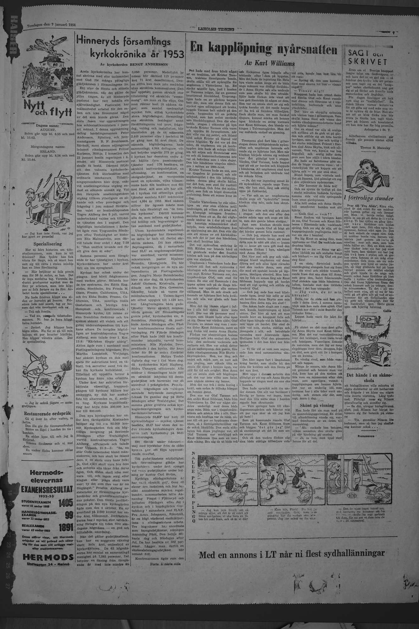 Laholms Tidning Torsdag 7 januari 1954, sida 7