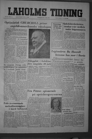 Förstasidan, Onsdag 7 juli 1954