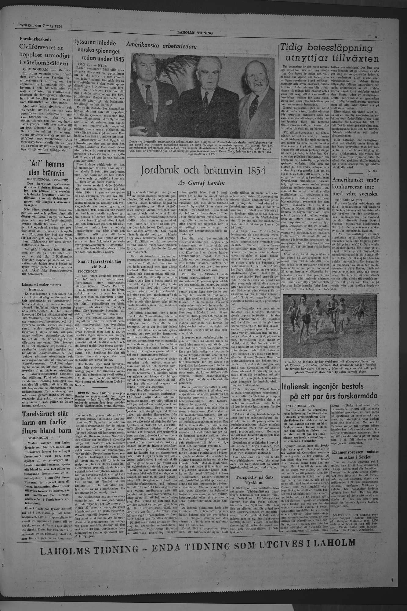 Laholms Tidning Fredag 7 maj 1954, sida 5