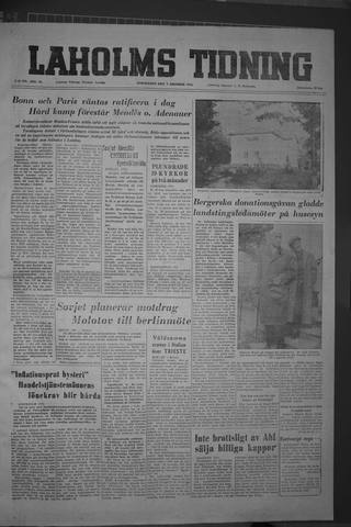 Förstasidan, Torsdag 7 oktober 1954