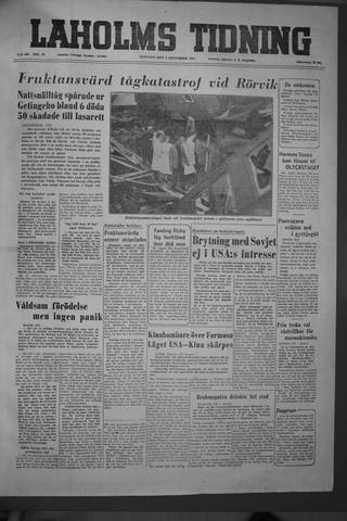 Förstasidan, Tisdag 7 september 1954