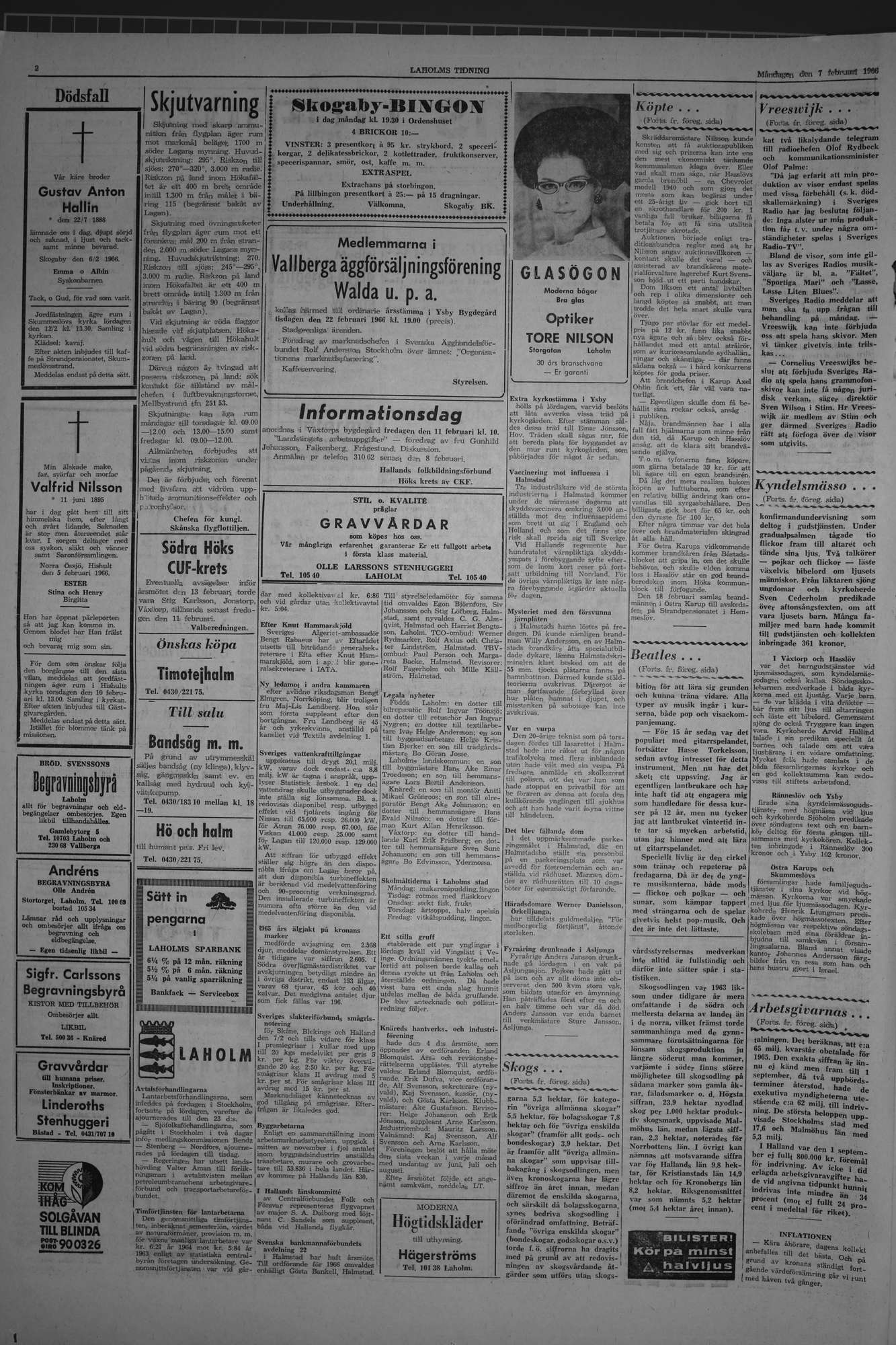 Laholms Tidning Måndag 7 februari 1966, sida 2
