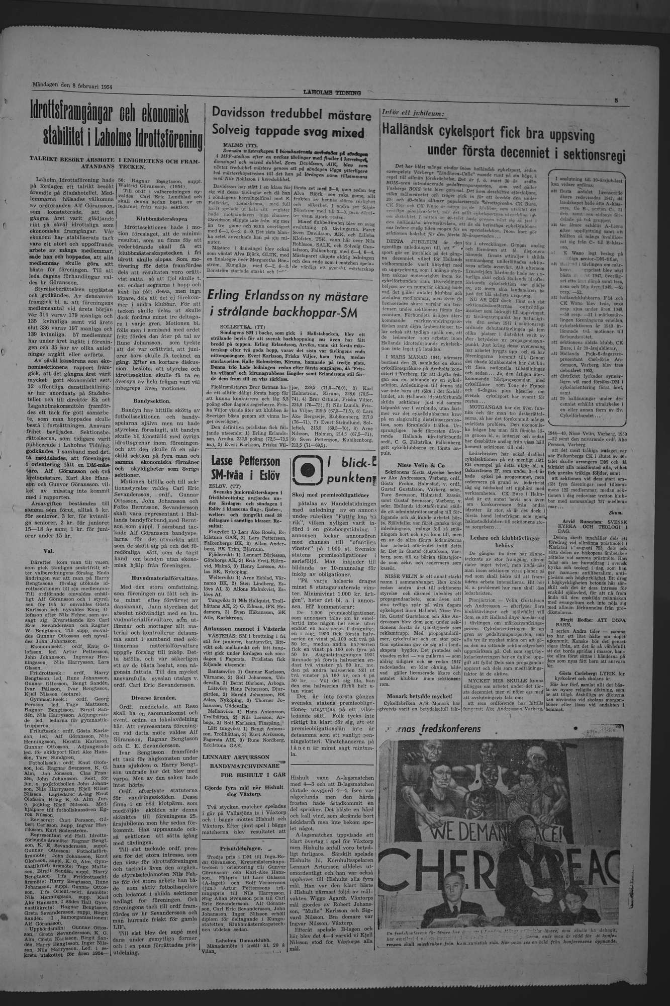 Laholms Tidning Måndag 8 februari 1954, sida 5
