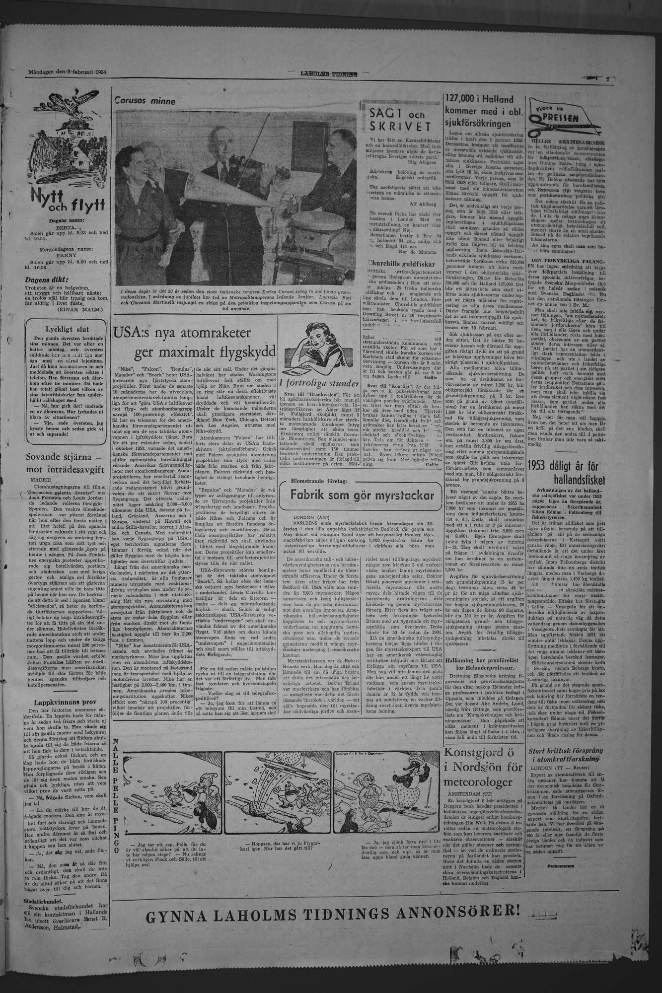 Laholms Tidning Måndag 8 februari 1954, sida 7