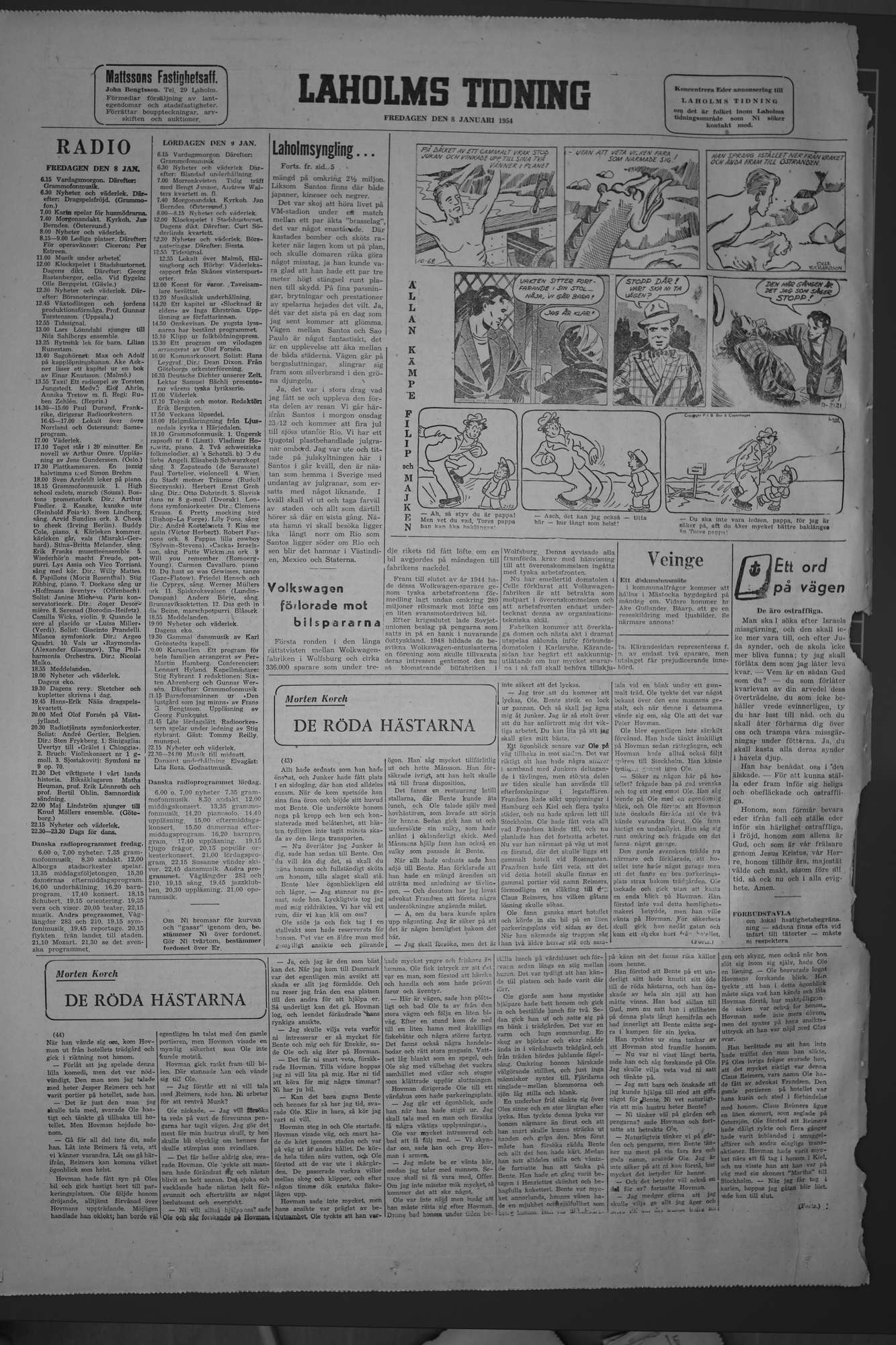 Laholms Tidning Fredag 8 januari 1954, sida 8