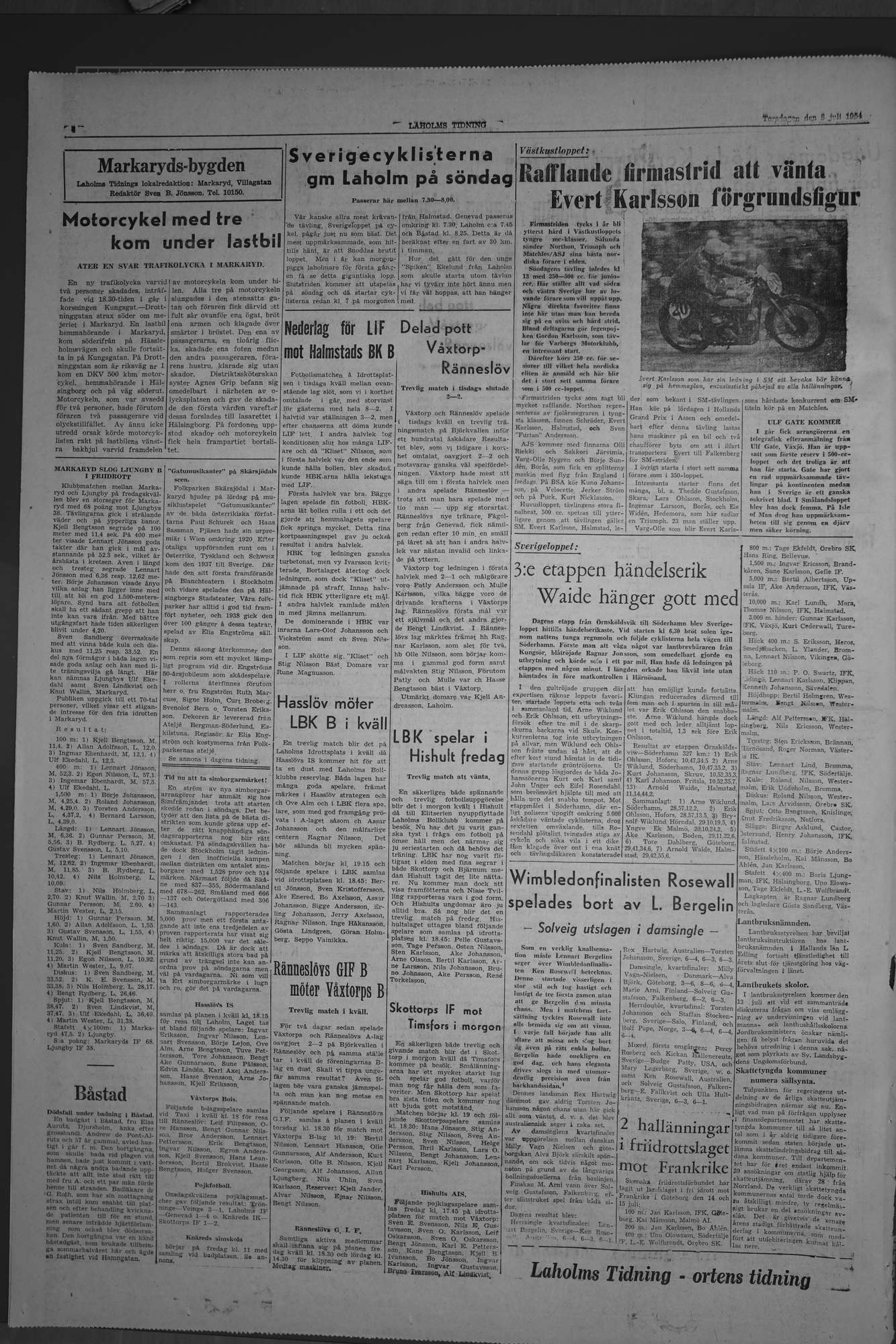 Laholms Tidning Torsdag 8 juli 1954, sida 4