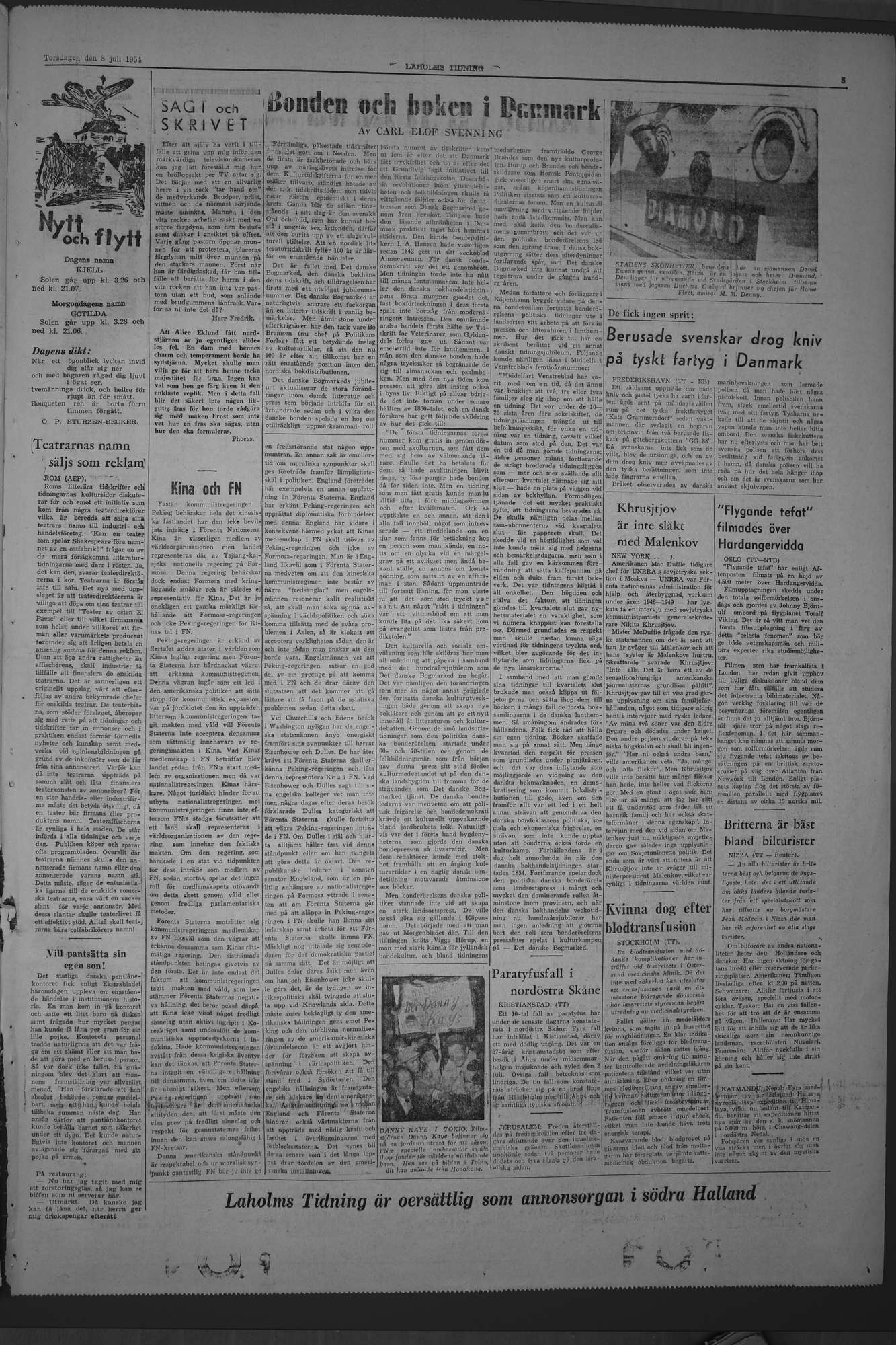 Laholms Tidning Torsdag 8 juli 1954, sida 5