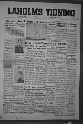 Förstasidan, Tisdag 8 juni 1954
