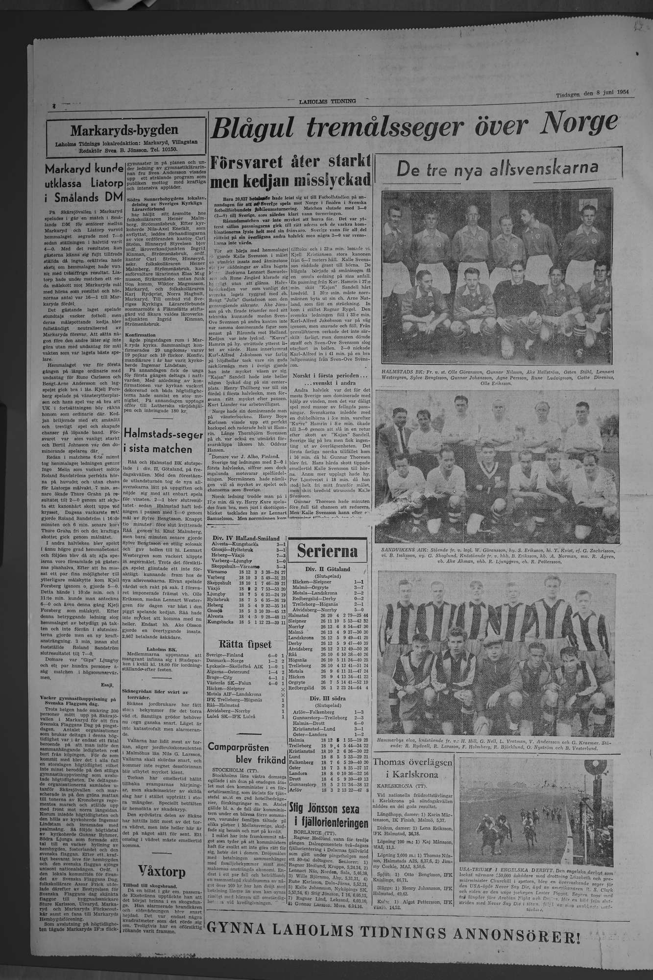 Laholms Tidning Tisdag 8 juni 1954, sida 4
