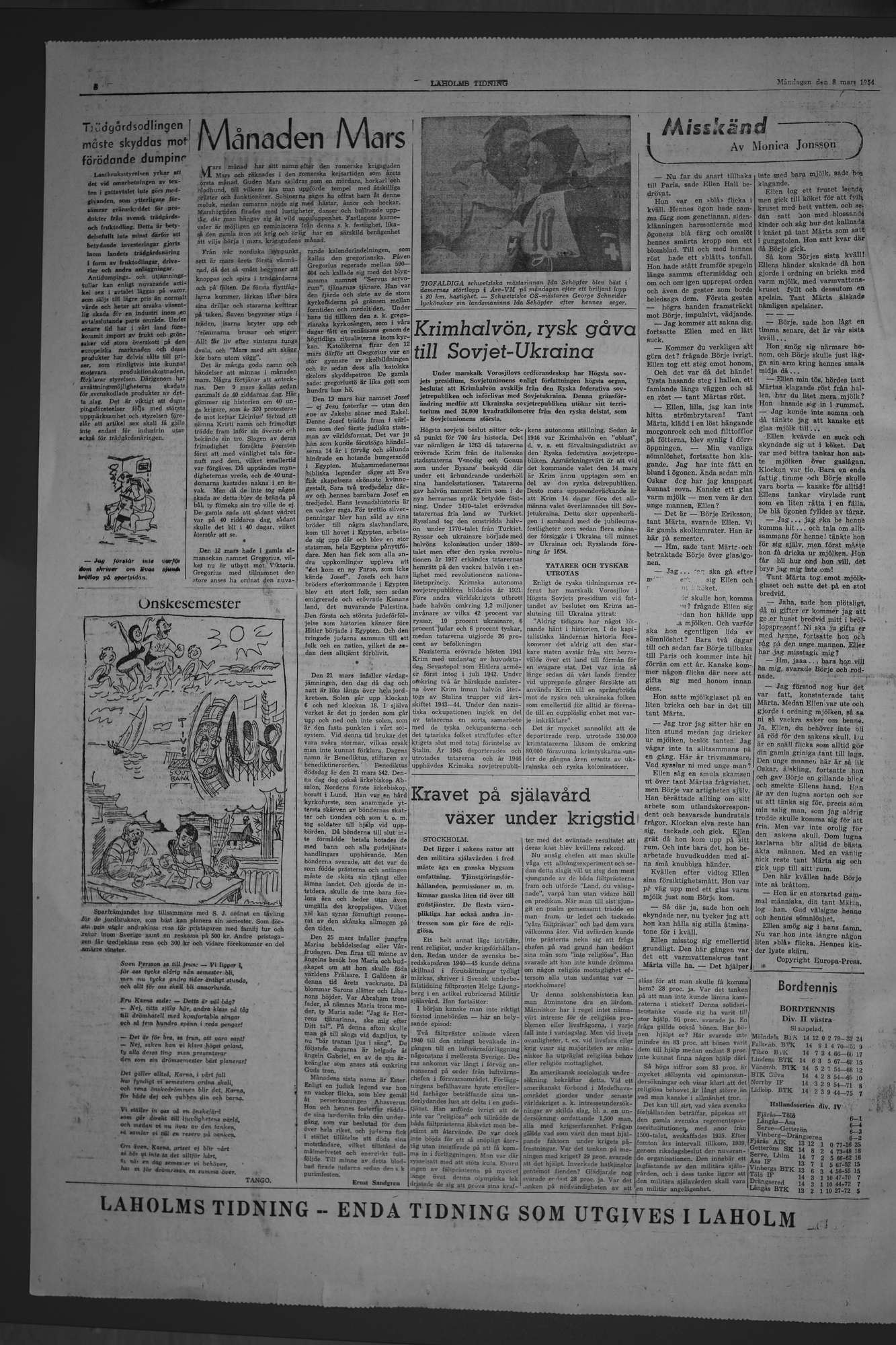 Laholms Tidning Måndag 8 mars 1954, sida 6