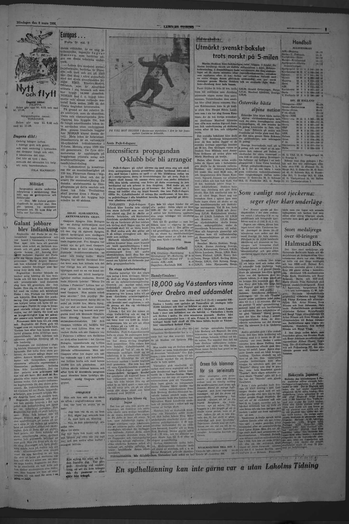 Laholms Tidning Måndag 8 mars 1954, sida 7
