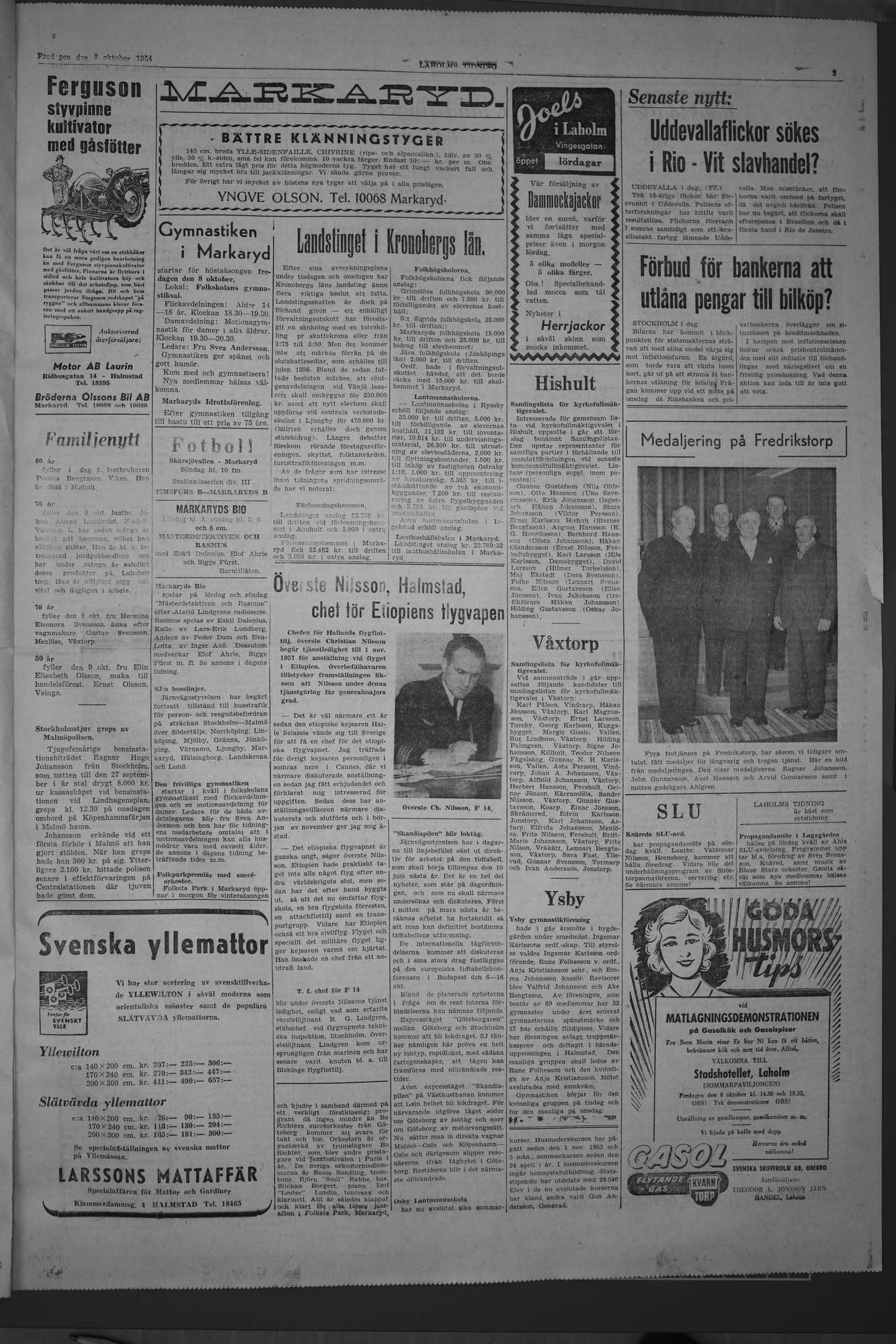 Laholms Tidning Fredag 8 oktober 1954, sida 3