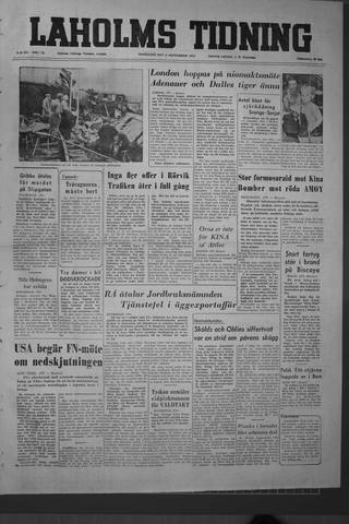 Förstasidan, Onsdag 8 september 1954