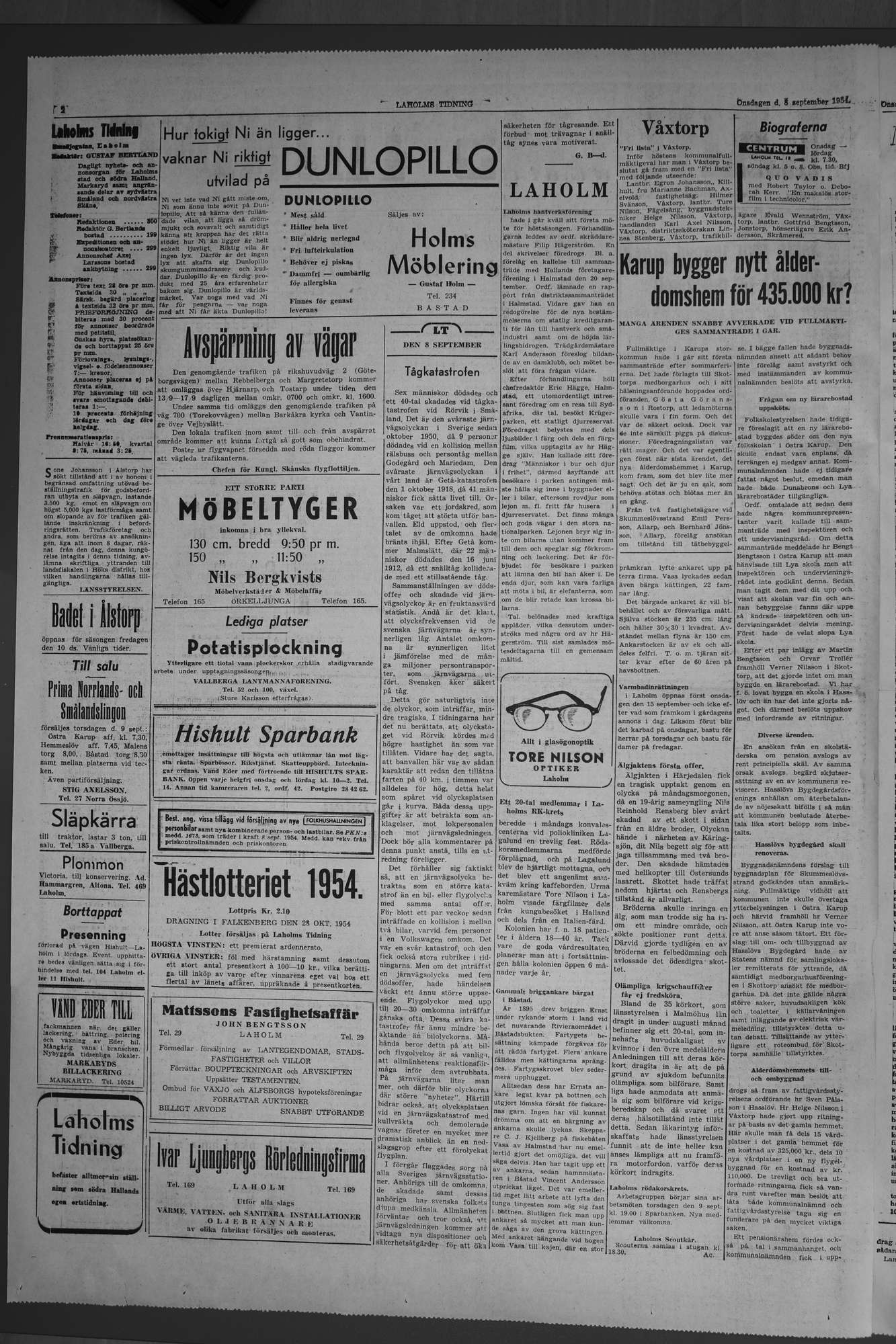 Laholms Tidning Onsdag 8 september 1954, sida 2