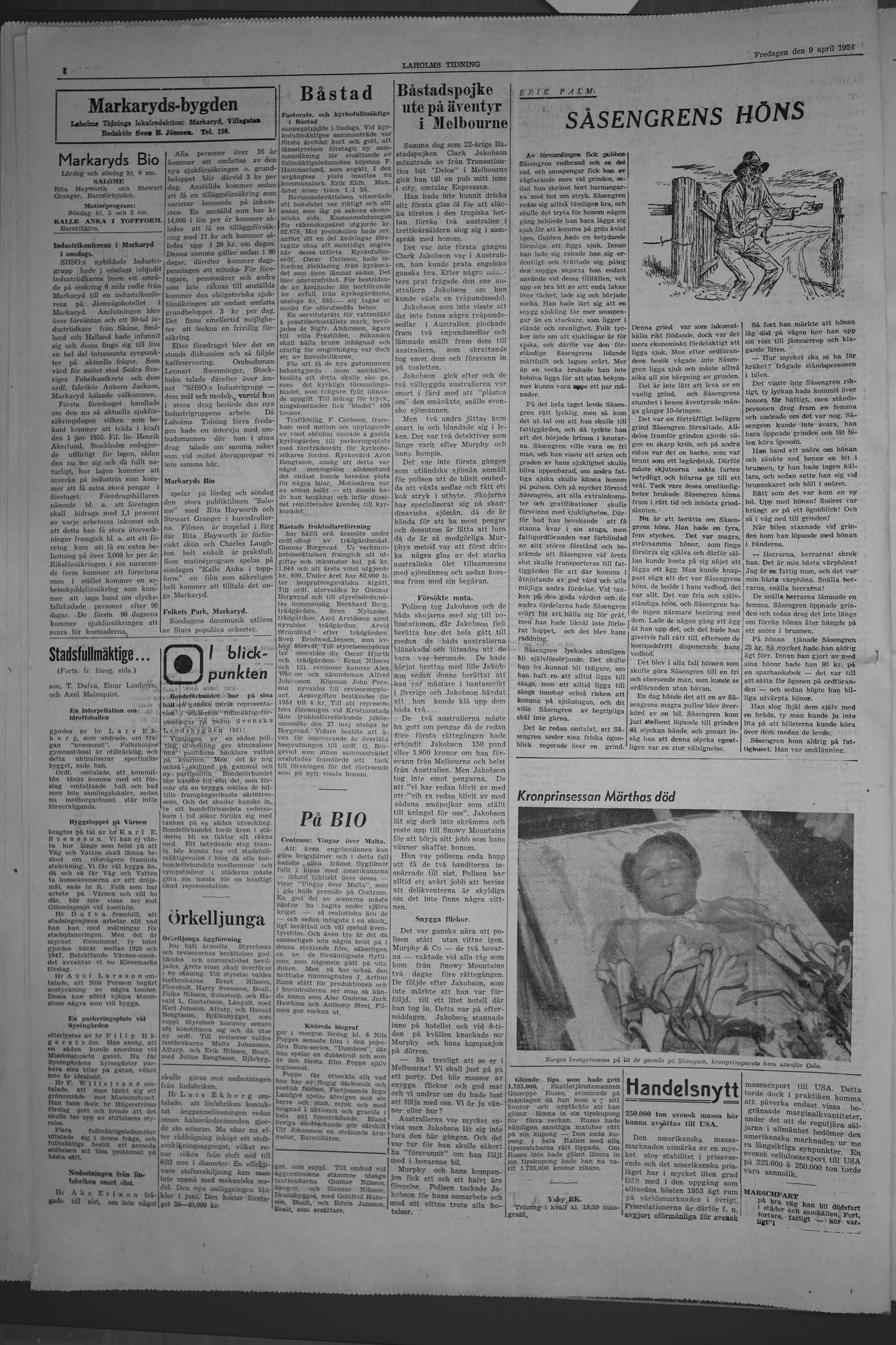 Laholms Tidning Fredag 9 april 1954, sida 4